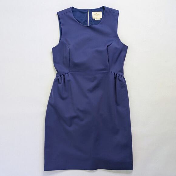 kate spade Rhys Dress Sheath Womens 10 Blue Navy Pockets Lined Zipper Sleeveless - Picture 1 of 11